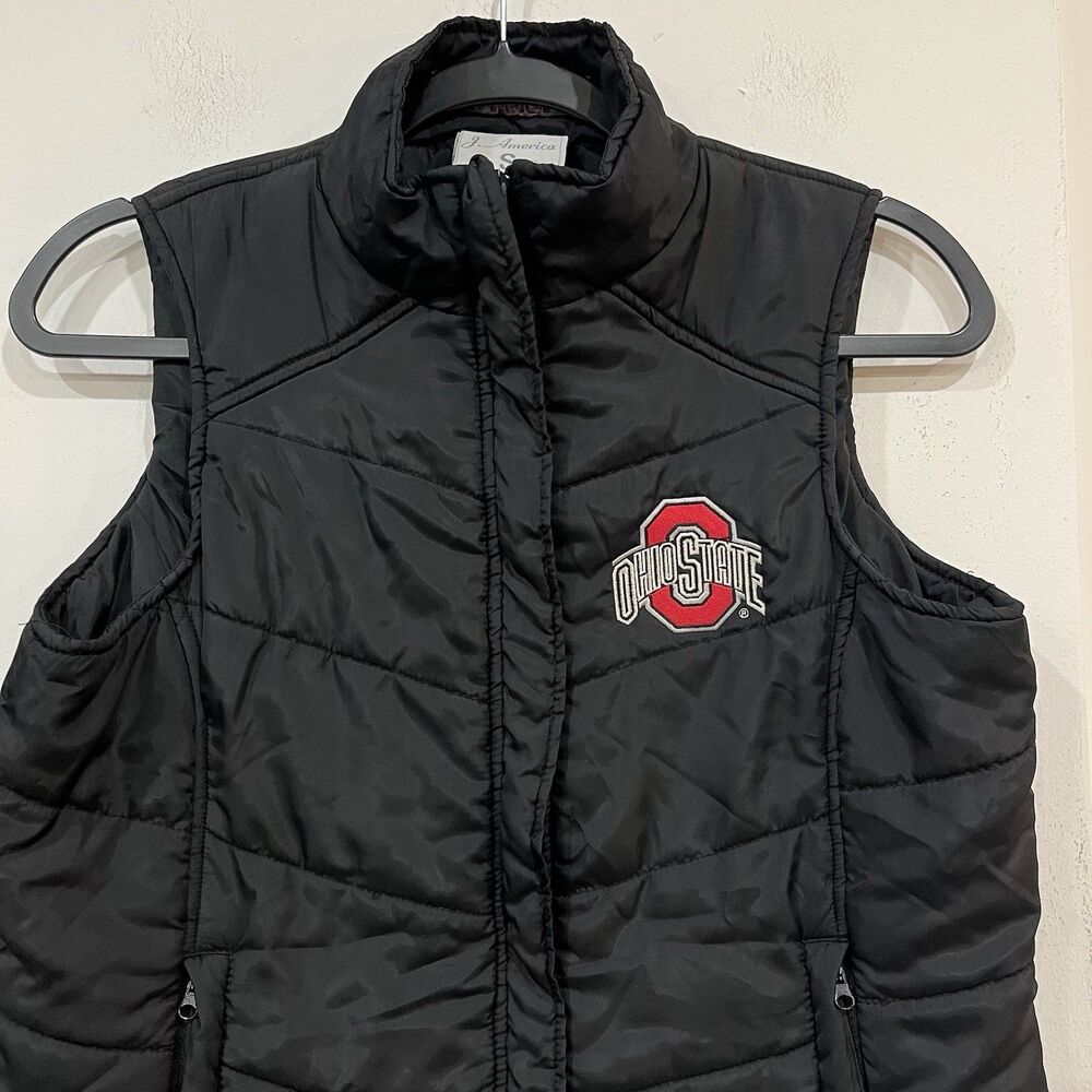 J America Women’s Ohio State Black Puffer Vest Size Small Varsity College - Picture 2 of 10
